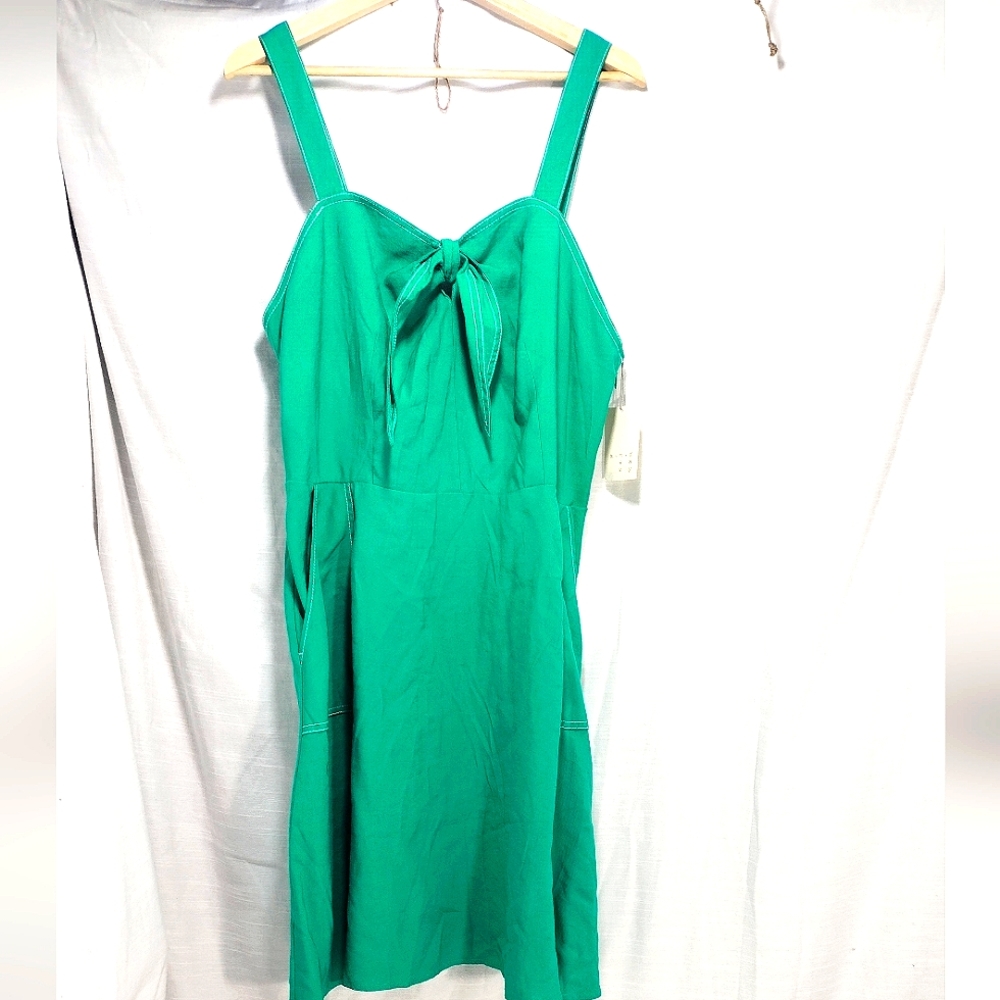 A New Day Green Sleeveless Sailor Bow A-Line Midi Dress
